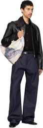 LEMAIRE Black Leather Biker Jacket