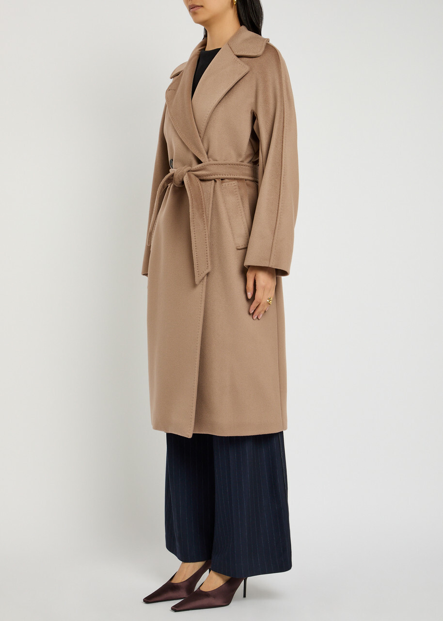 Weekend Max Mara Resina Belted Wool-blend Coat Brown