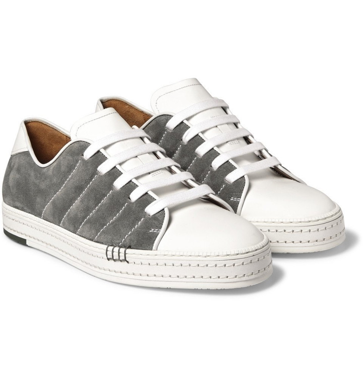 Photo: Berluti - Playfield Suede and Leather Sneakers - Men - Gray