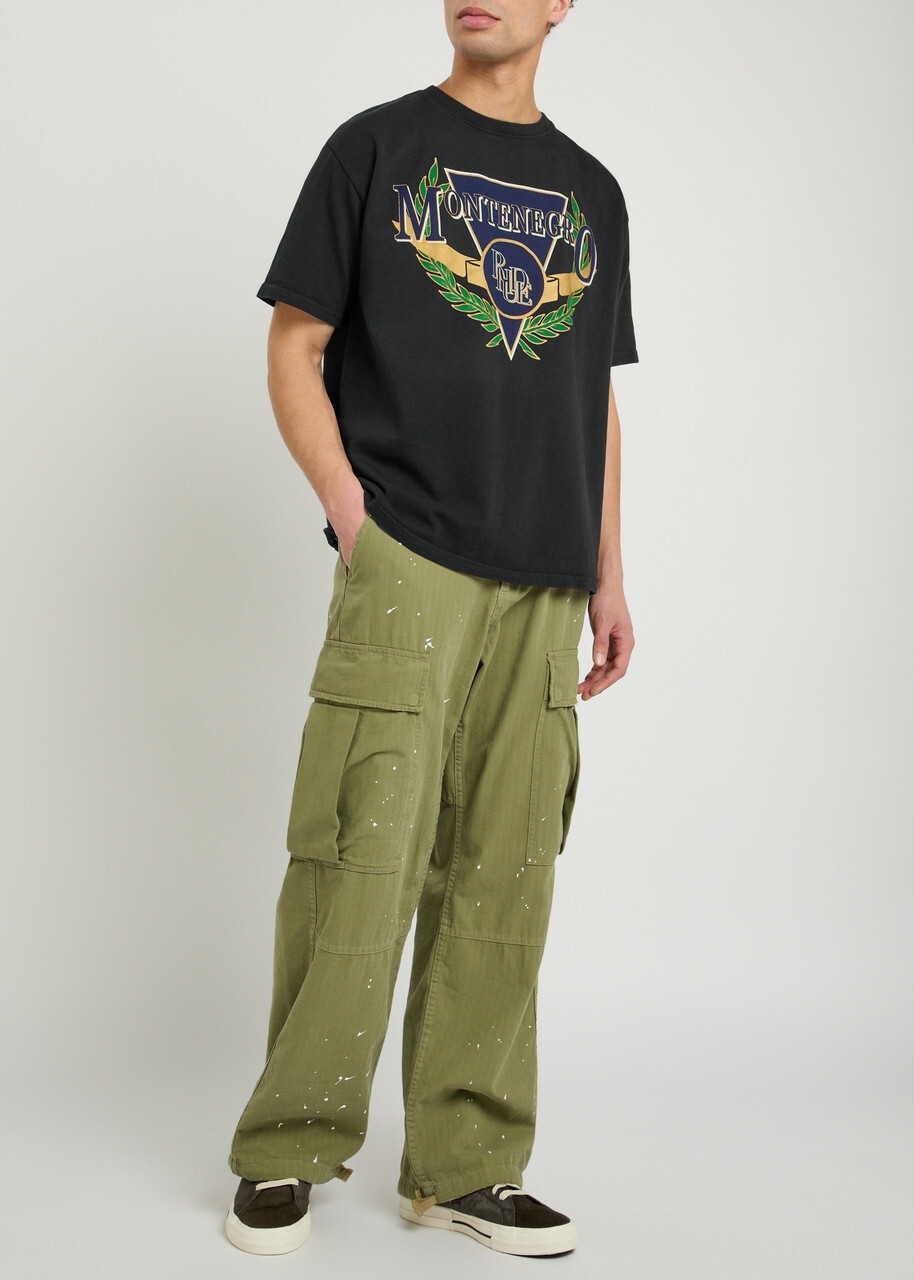 Rhude Montenegro Regatta Printed Cotton T-shirt Black