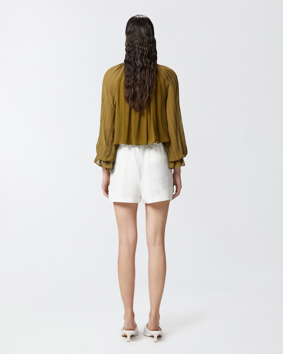 Pinko Lightweight Linen And Viscose Shorts Snow White