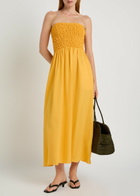 Faithfull The Brand Orla Strapless Stretch-cotton Midi Dress Orange