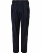 Giorgio Armani - Straight-Leg Pleated Pinstriped Virgin Wool-Blend Seersucker Suit Trousers - Blue