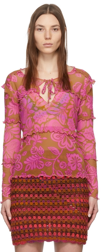 Photo: Anna Sui Pink Paradisiac Combo Mesh T-Shirt