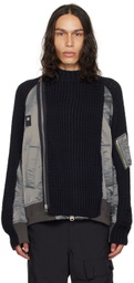 sacai Navy Paneled Bomber Jacket