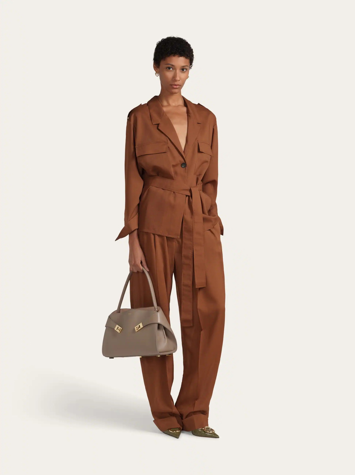 Ferragamo Womens Deconstructed blazer in Brown