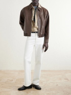 FRAME - Textured-Leather Bomber Jacket - Brown