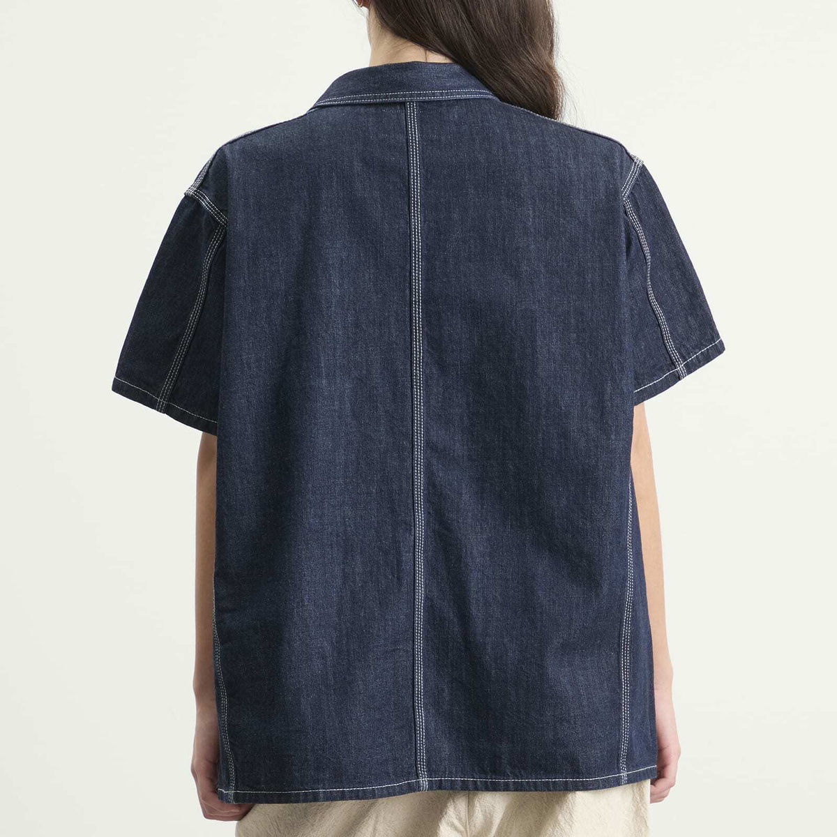 Beams Boy Women's Denim Short Sleeve top in Indigo