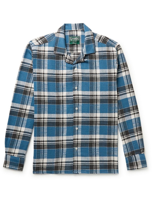 Photo: Gitman Vintage - Camp-Collar Checked Cotton-Flannel Shirt - Blue