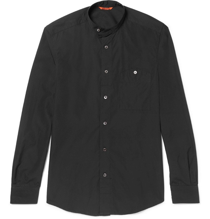 Photo: Barena - Grandad-Collar Cotton-Poplin Shirt - Men - Black