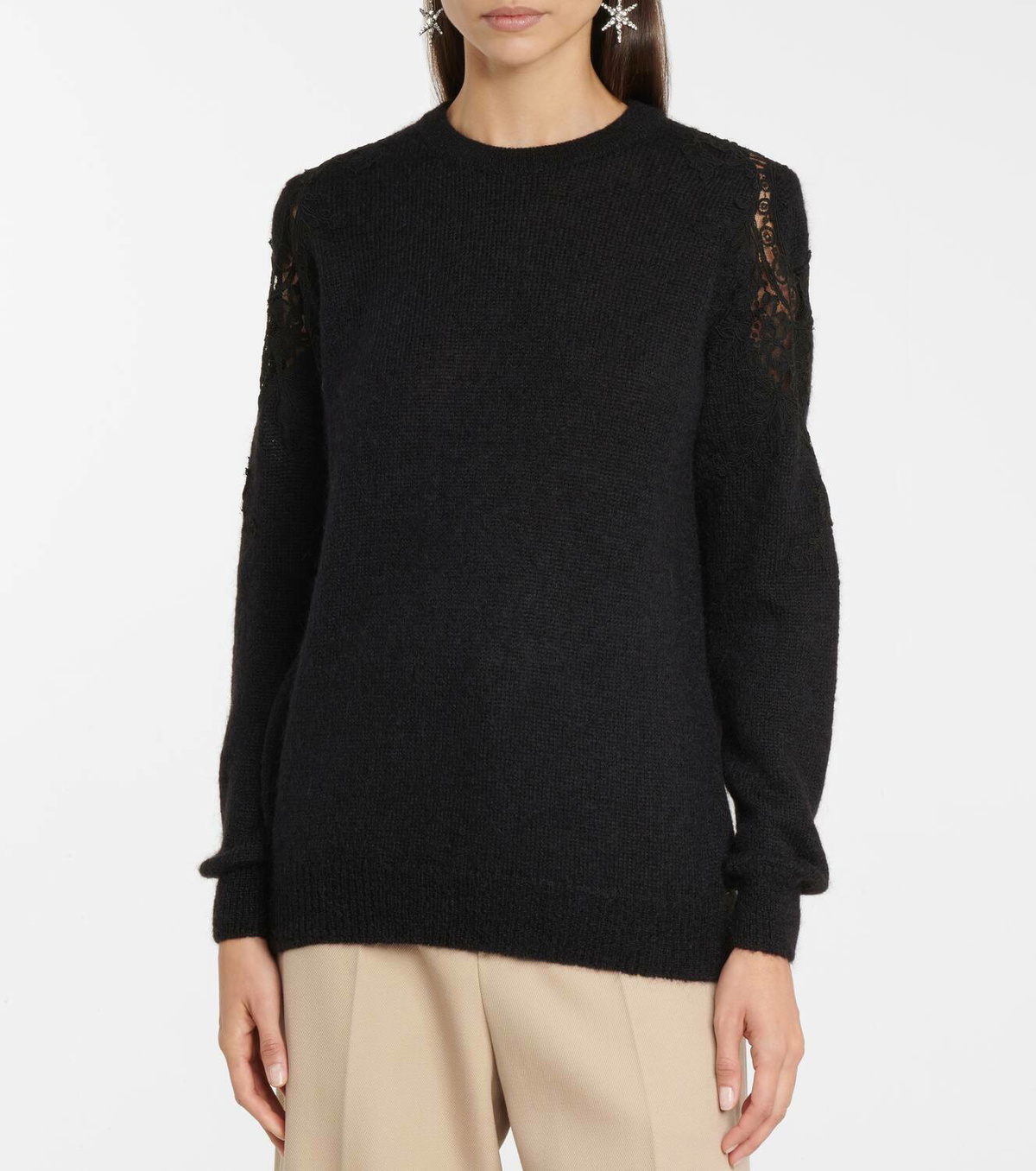 Costarellos Mattie lace appliqué sweater