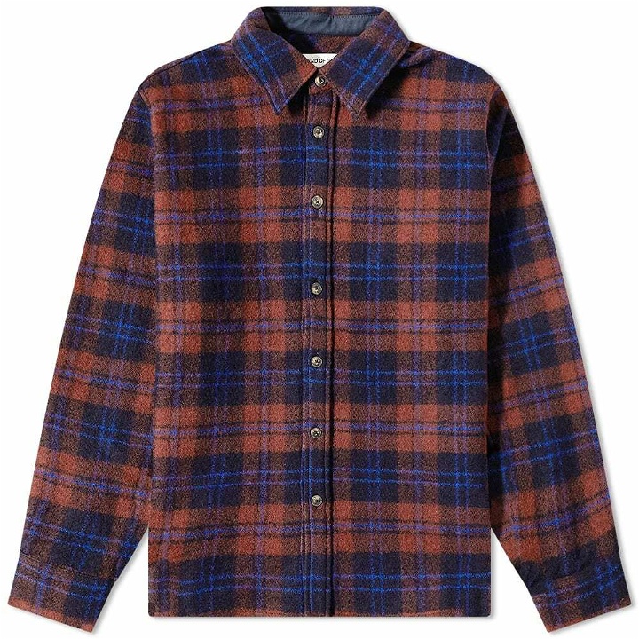Photo: A Kind of Guise Men's Dullu Overshirt in Firebrick Check