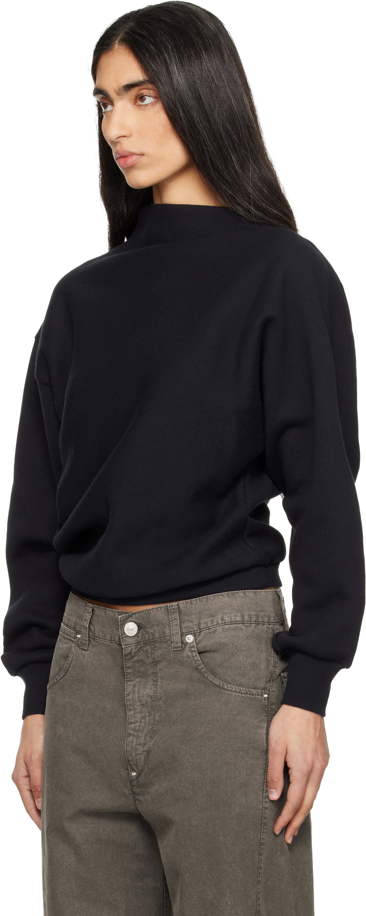 6397 Black Draped Sweatshirt