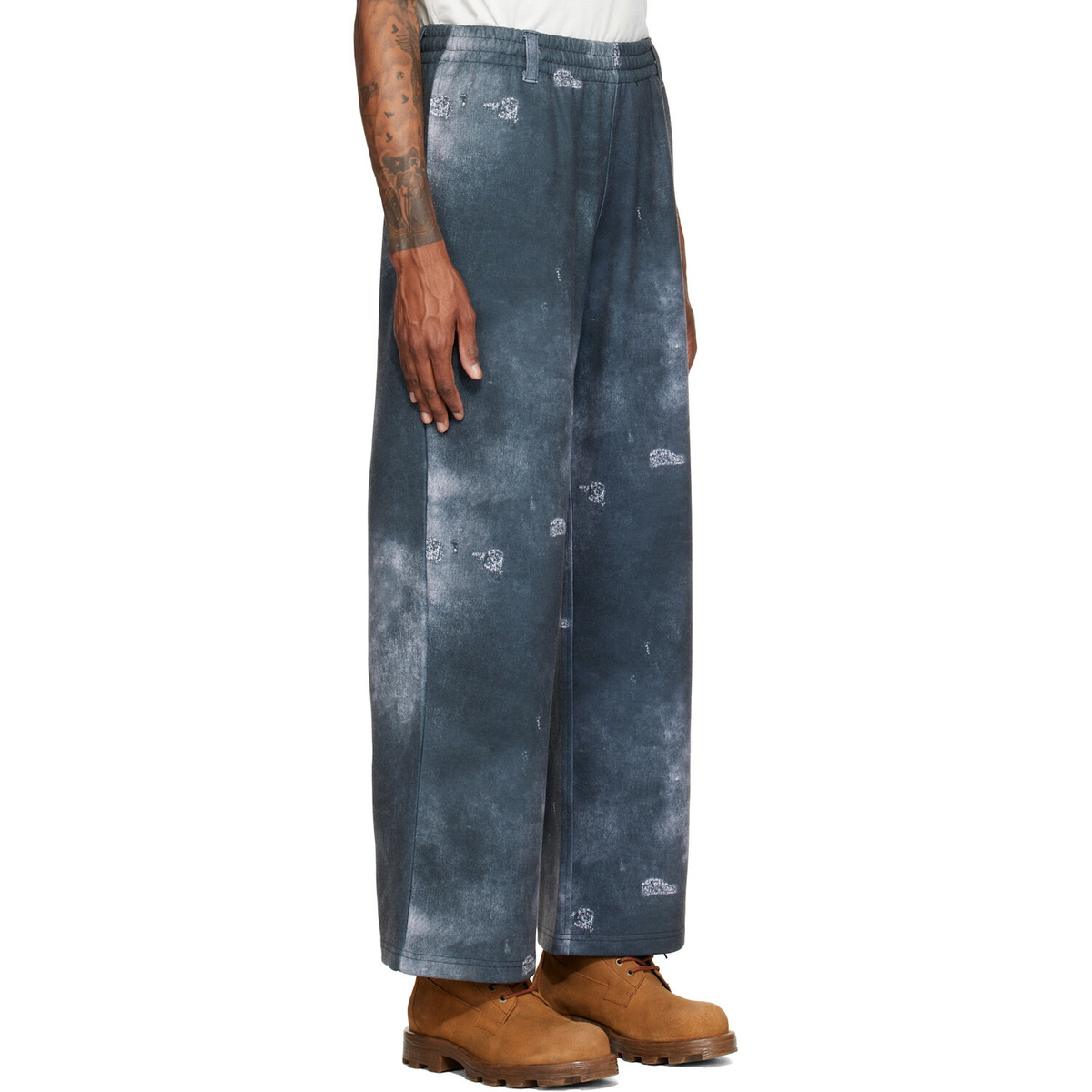 We11done Gray Trompe L'oeil Denim Printed Sweatpants