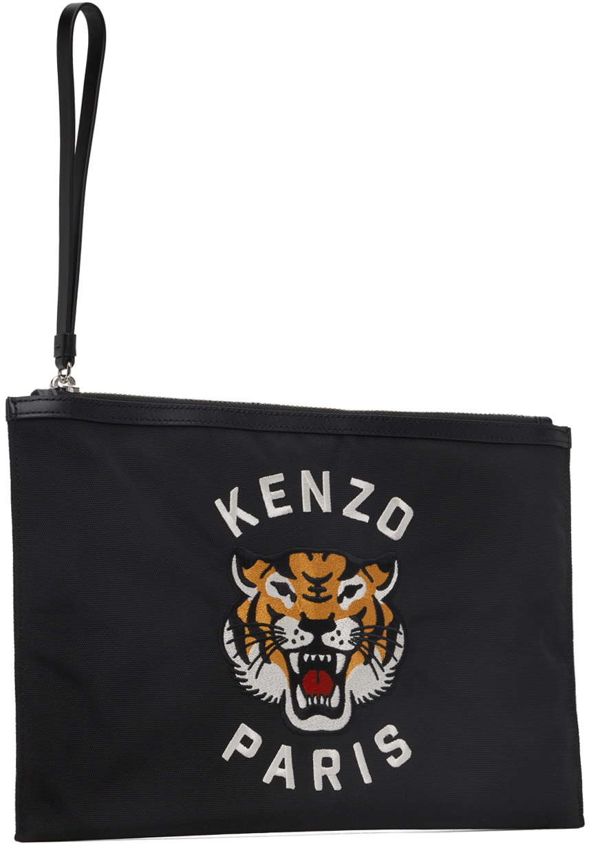 Kenzo Black Kenzo Paris Large 'KENZO' Varsity Clutch Kenzo