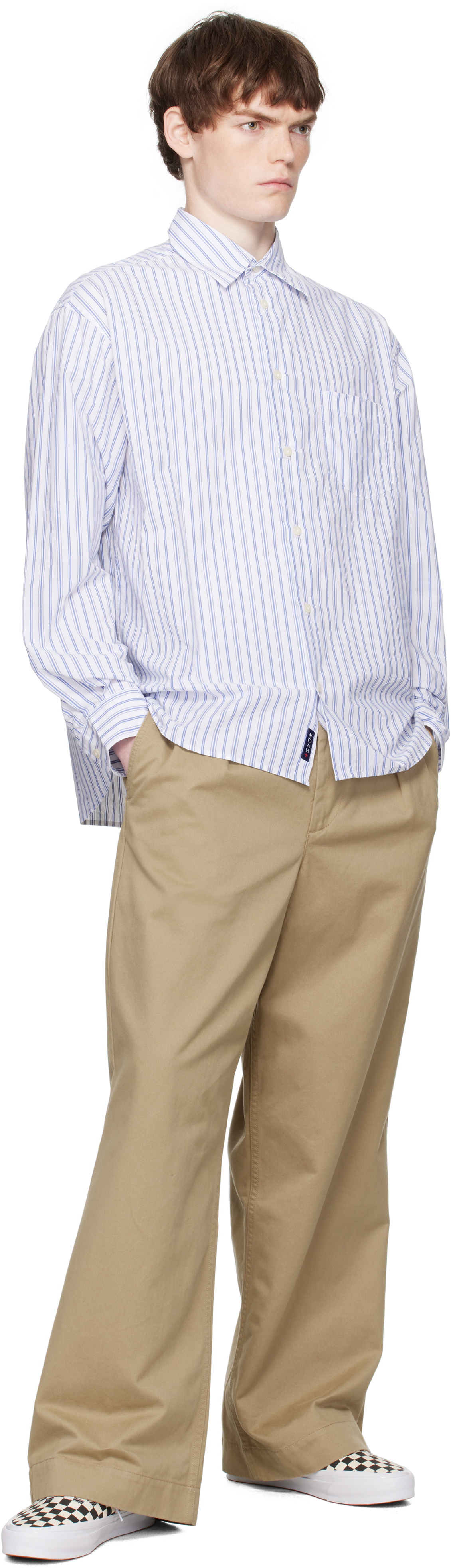Noah White & Blue Oversized Poplin Shirt