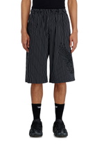 Diesel Pinstripe shorts with Phoenix embroidery - Shorts Mens in Black