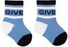 Givenchy Two-Pack Baby Multicolor Logo Socks