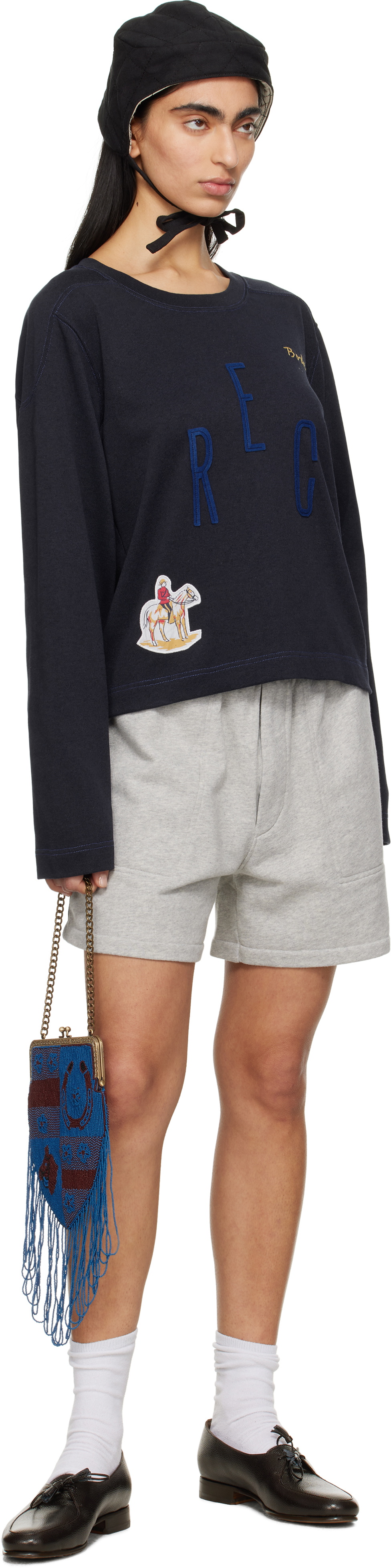 Bode Navy 'Rec' Pullover Sweatshirt