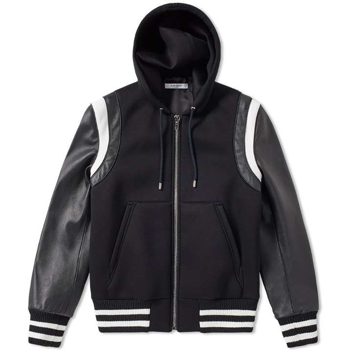 Photo: Givenchy Leather & Neoprene Hooded Jacket