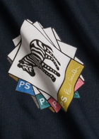 PS Paul Smith Zebra Printed Cotton T-shirt Navy