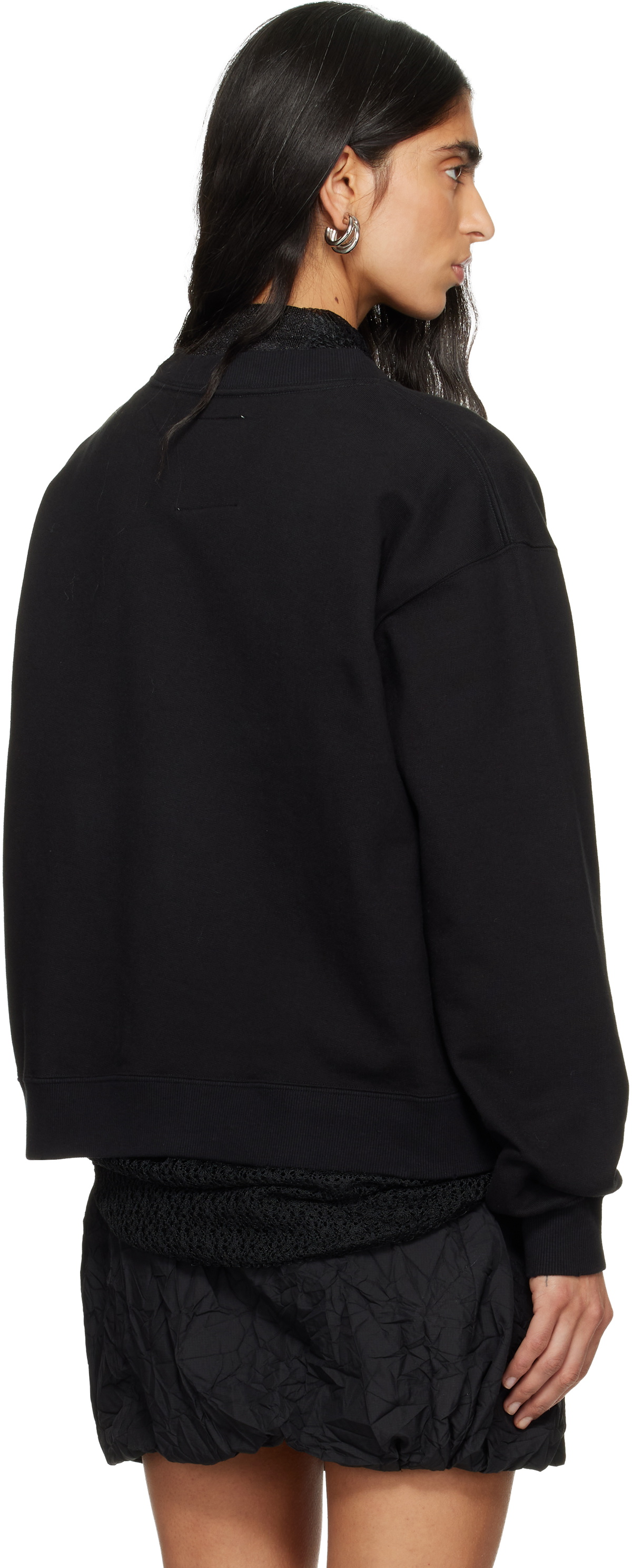 Maison MIHARA YASUHIRO Black Cat Printed Embellished Distressed Sweatshirt