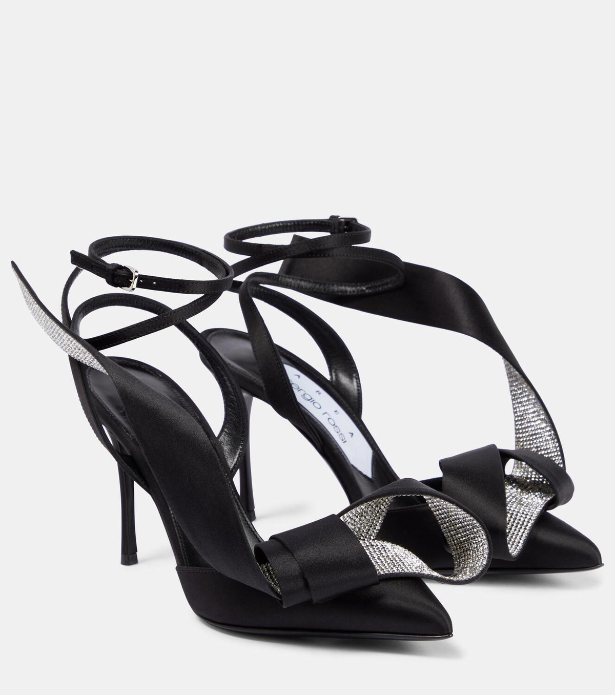 Area X Sergio Rossi embellished satin slingback pumps AREA