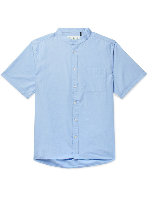 Photo: BARBOUR WHITE LABEL - Blindrock Grandad-Collar Cotton-Poplin Shirt - Blue - L