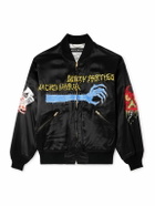 Wacko Maria - Neck Face Embroidered Satin Bomber Jacket - Black