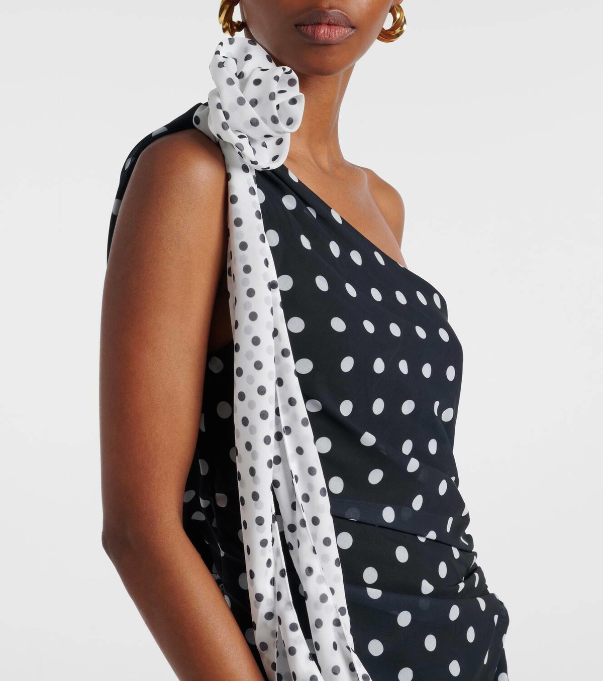 open lace back dress Albie One Shoulder Polka Dot Midi Dress – VICI main image 0