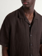 James Perse - Convertible-Collar Linen Shirt - Brown