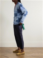 Beams Plus - Patchwork Linen and Cotton-Blend Cardigan - Blue
