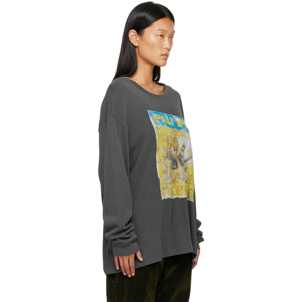 OPEN YY Gray Pet Club Rocker Long Sleeve T-shirt