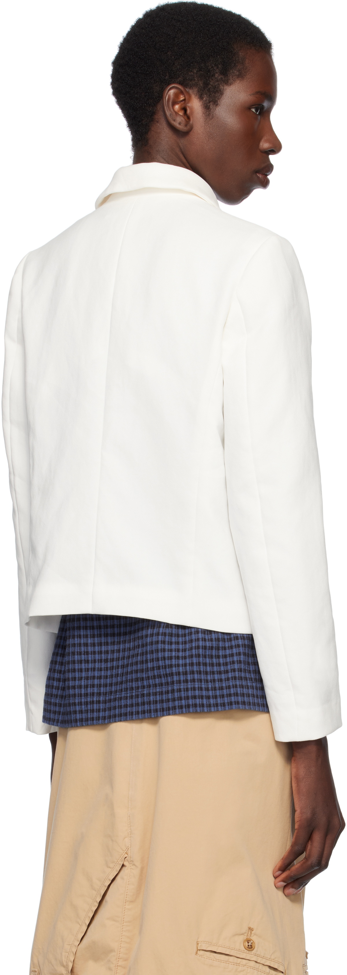Comme des Garçons Girl White & Red Gabardine & Satin Blazer