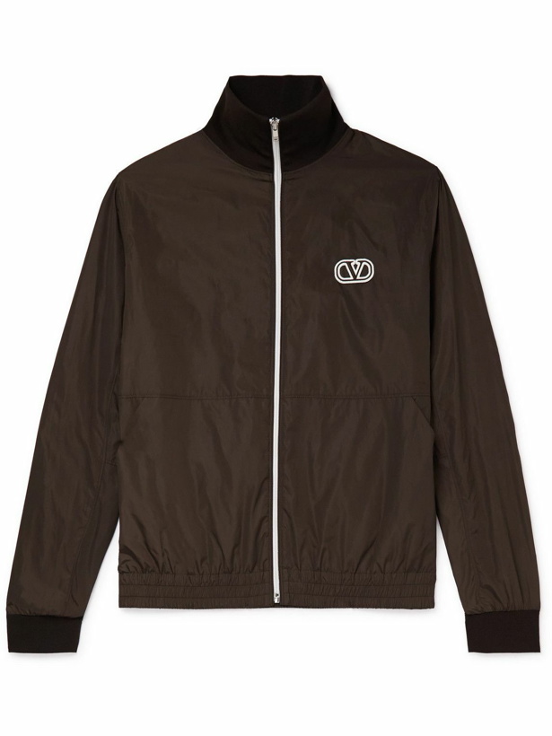 Photo: Valentino - Logo-Embroidered Shell Track Jacket - Brown
