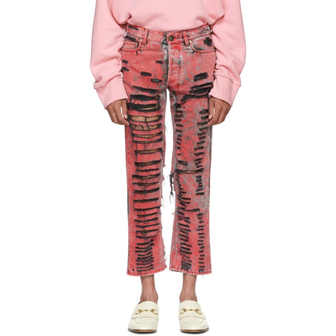 Photo: Gucci Black and Red Overdyed Ripped Jeans