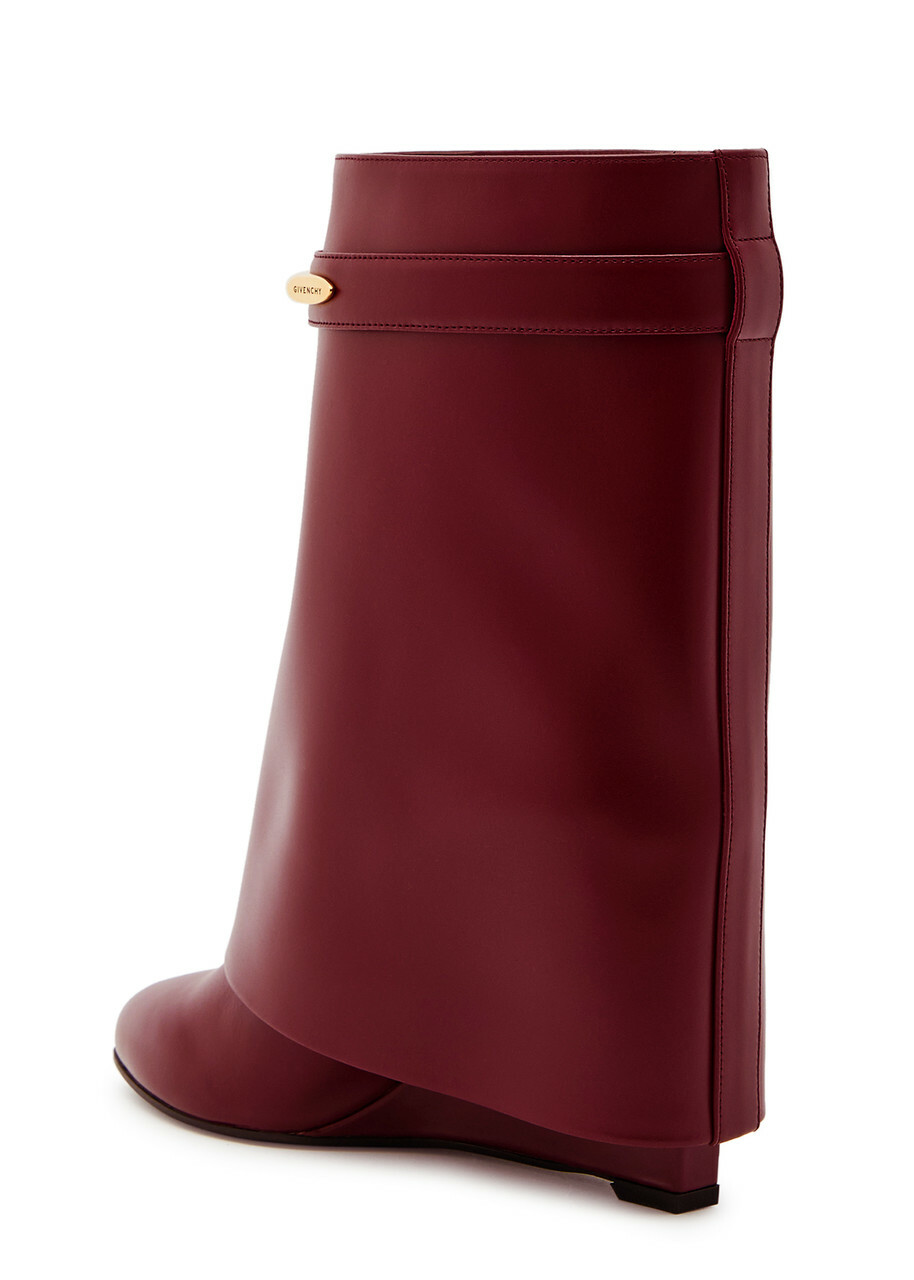 Givenchy Shark 95 Leather Mid-calf Boots Burgundy