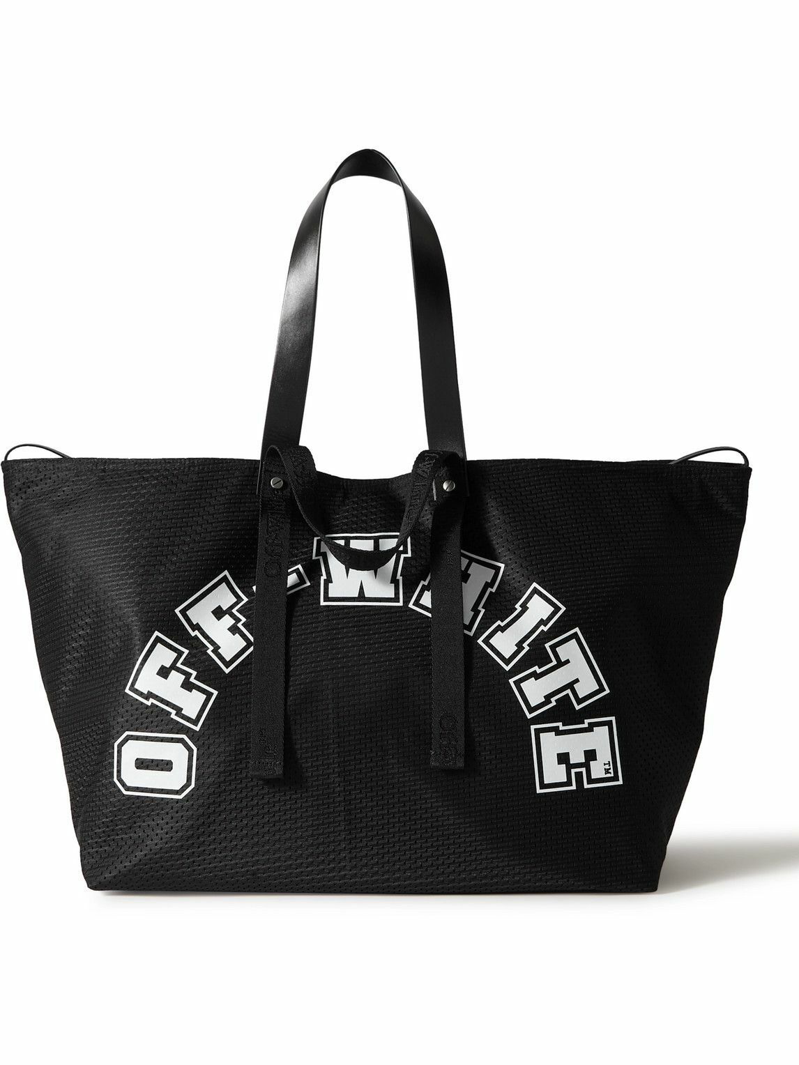 Off-White - Leather and Webbing-Trimmed Printed Mesh Tote Off-White