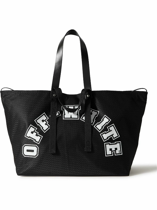 Photo: Off-White - Leather and Webbing-Trimmed Printed Mesh Tote