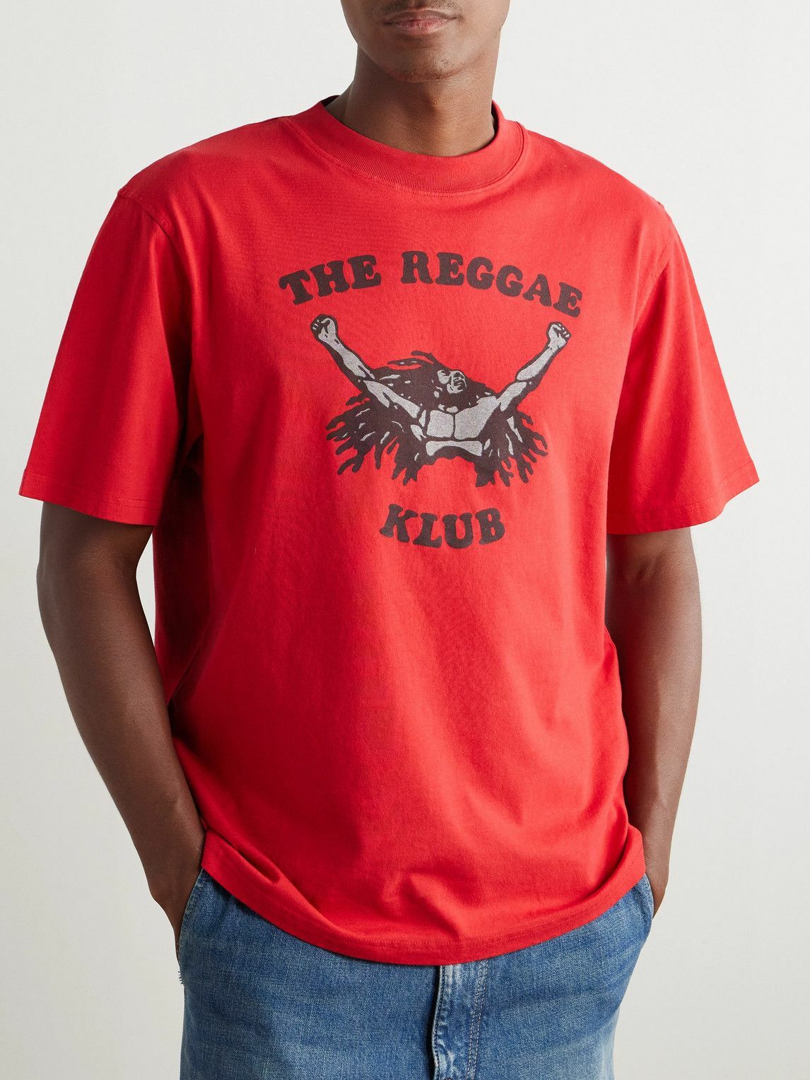 Nicholas Daley - Printed Cotton-Jersey T-Shirt - Red
