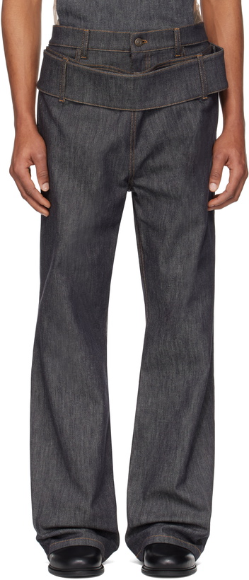 Photo: Courrèges Gray Double Belt Denim Jeans