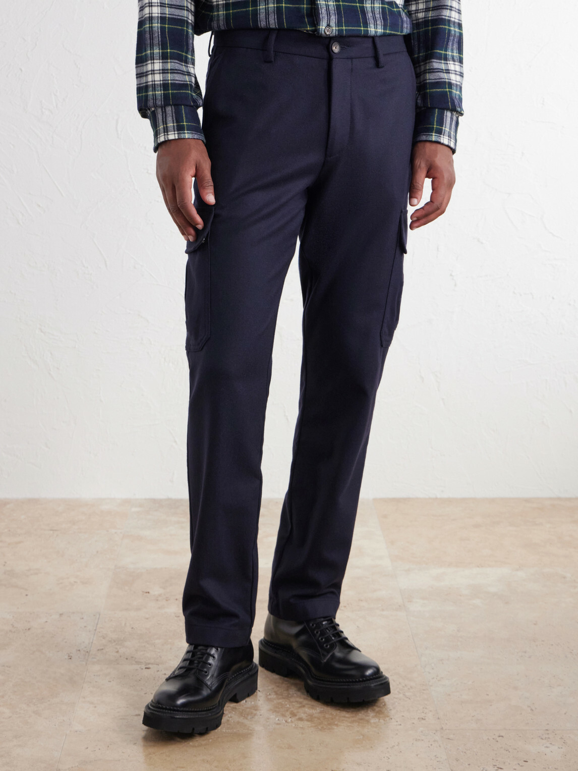 Mr P. - Straight-Leg Wool-Flannel Cargo Trousers - Blue