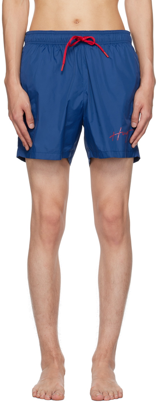 HUGO BOSS -  Hawaiian Swim Short - Blue main image 1