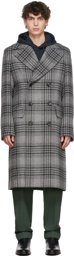 Boss Grey Wool Houndstooth Coat