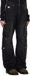 MISBHV Black Faded Denim Cargo Pants