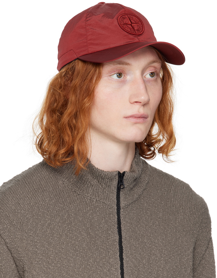 Stone Island Burgundy Nylon Metal Cap Stone Island