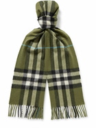 Burberry - Fringed Checked Cashmere Scarf