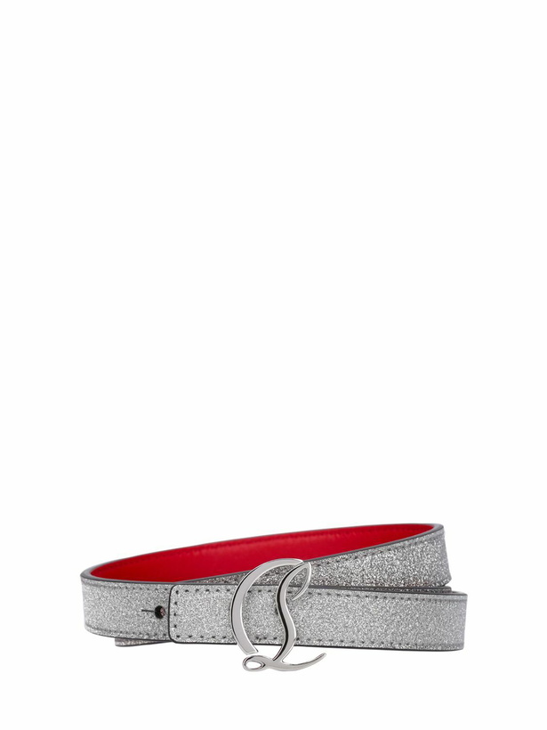 Photo: CHRISTIAN LOUBOUTIN - 20mm Cl Logo Glittered Leather Belt