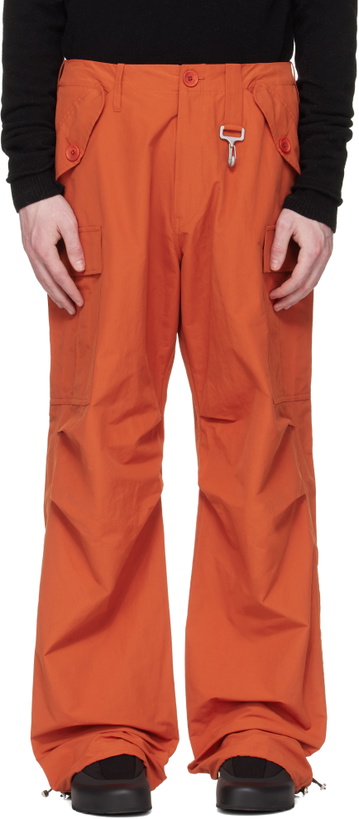 Photo: Reese Cooper Orange Nylon Cinched Wide Leg Cargo Pants