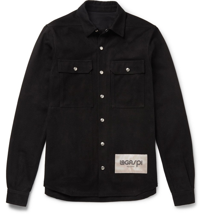 Photo: Rick Owens - LeGaspi Brushed-Cotton Twill Overshirt - Black